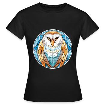 Bunte Aquarell-Tierillustration der Schleiereule - Frauen T-Shirt - Schwarz - Vorne - AI Model Female 172 dark (172cm)