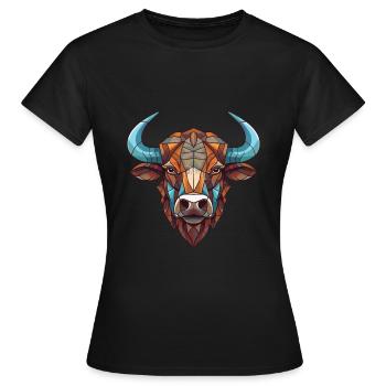 Bison bison bison bison aquarelle coloré Animal - T-shirt Femme - noir - Devant - AI Model Female 172 dark (172cm)