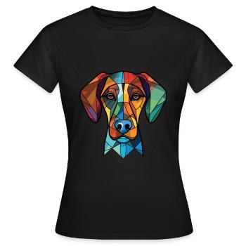 Cao De Castro Laboreiro Hunderasse Aquarellglas - Frauen T-Shirt - Schwarz - Vorne - AI Model Female 172 dark (172cm)