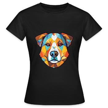 Chien de berger d’Asie centrale race verre aquarelle - T-shirt Femme - noir - Devant - AI Model Female 172 dark (172cm)