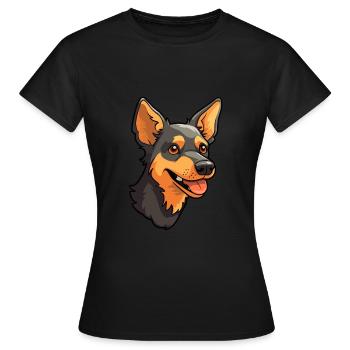 Lancashire Heeler Hunderasse Cartoon Kawaii Illustration - Frauen T-Shirt - Schwarz - Vorne - AI Model Female 172 dark (172cm)