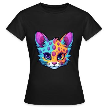 Australian Mist Cat Watercolor Cartoon Kawaii - Women's T-Shirt - black - Front - AI Model Female 172 dark (172cm)