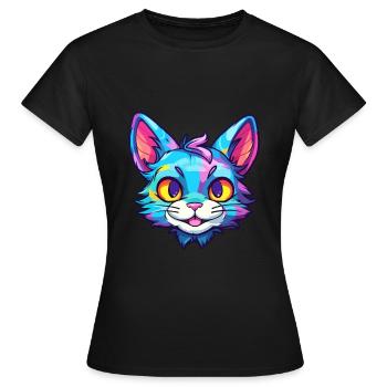 Pixie Bob Cat Breed Watercolor Cartoon Kawaii Pet - Women's T-Shirt - black - Front - AI Model Female 172 dark (172cm)