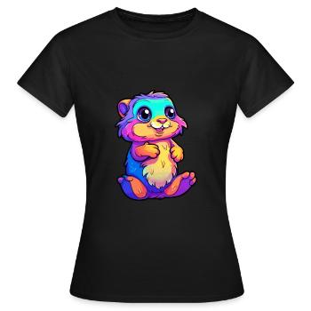 Gopher Colorful Watercolor Cartoon Kawaii Animal - Women's T-Shirt - black - Front - AI Model Female 172 dark (172cm)