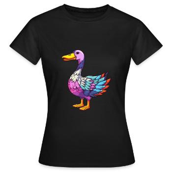 Oie Aquarelle Colorée Dessin Animé Kawaii Animal - T-shirt Femme - noir - Devant - AI Model Female 172 dark (172cm)