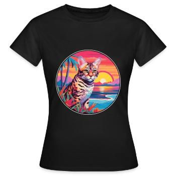 Rotluchs buntes Aquarell Karikatur Kawaii Tier - Frauen T-Shirt - Schwarz - Vorne - AI Model Female 172 dark (172cm)