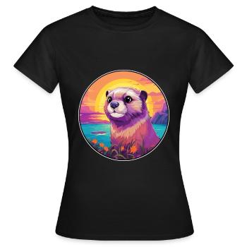 Gopher Colorful Watercolor Cartoon Kawaii Animal - Women's T-Shirt - black - Front - AI Model Female 172 dark (172cm)
