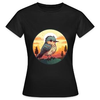 Kuckuck buntes Aquarell Cartoon Kawaii Tier - Frauen T-Shirt - Schwarz - Vorne - AI Model Female 172 dark (172cm)