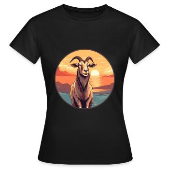 Goat Colorful Watercolor Cartoon Kawaii Animal - Women's T-Shirt - black - Front - AI Model Female 172 dark (172cm)