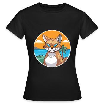 Rotluchs Aquarell Cartoon Kawaii Clipart Tier - Frauen T-Shirt - Schwarz - Vorne - AI Model Female 172 dark (172cm)