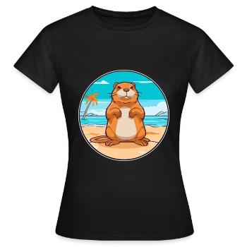 Gopher Watercolor Cartoon Kawaii Clipart Animal - Women's T-Shirt - black - Front - AI Model Female 172 dark (172cm)