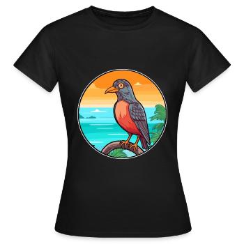 Kuckuck Aquarell Cartoon Kawaii Clipart Tier - Frauen T-Shirt - Schwarz - Vorne - AI Model Female 172 dark (172cm)