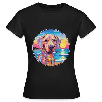 Braque Saint Germain Race De Chien Coloré Cartoon Wa - T-shirt Femme - noir - Devant - AI Model Female 172 dark (172cm)