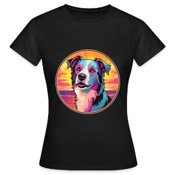 Race de chien de berger d’Asie centrale Dessin animé coloré - T-shirt Femme - noir - Devant - AI Model Female 172 dark (172cm)