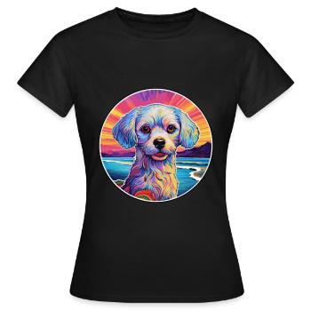 Chinese Imperial Dog Breed Colorful Cartoon Waterc - Women's T-Shirt - black - Front - AI Model Female 172 dark (172cm)