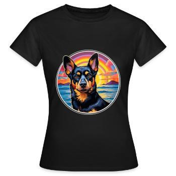 Lancashire Heeler Chien Race Coloré Dessin Animé Eau - T-shirt Femme - noir - Devant - AI Model Female 172 dark (172cm)