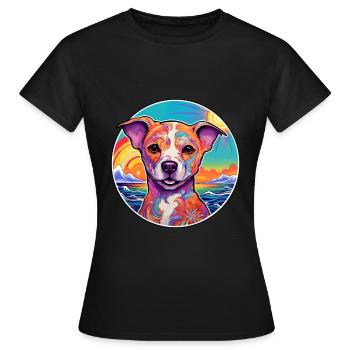 Chien d’Asie Moyenne Ovtcharka Race Coloré Dessin Animé - T-shirt Femme - noir - Devant - AI Model Female 172 dark (172cm)