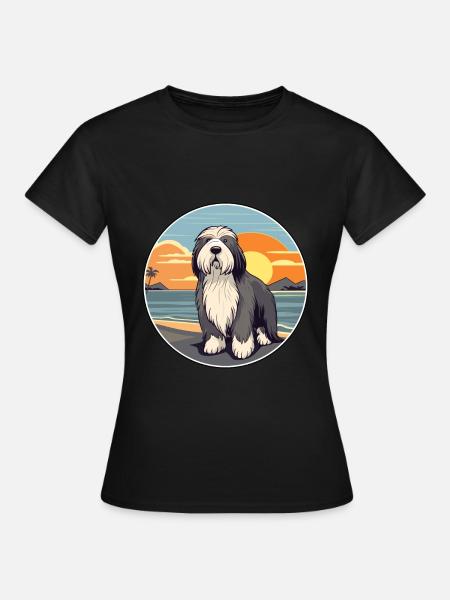 Barbu Collie chien race Cartoon Kawaii Clipart - T-shirt Femme - noir