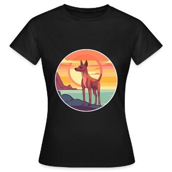 Cirneco Dell Ätna Hund Rasse Cartoon Kawaii Clipart - Frauen T-Shirt - Schwarz - Vorne - AI Model Female 172 dark (172cm)
