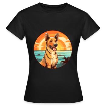 Race de chien de berger d’Europe de l’Est Cartoon Kawaii - T-shirt Femme - noir - Devant - AI Model Female 172 dark (172cm)