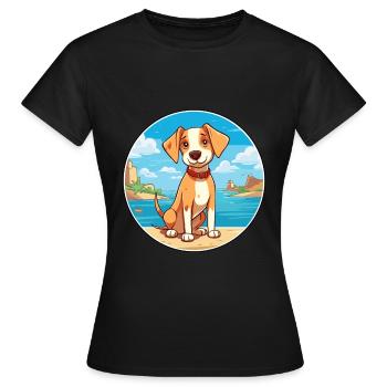 Mallorca Ratter Hund Rasse Cartoon Kawaii Clipart - Frauen T-Shirt - Schwarz - Vorne - AI Model Female 172 dark (172cm)