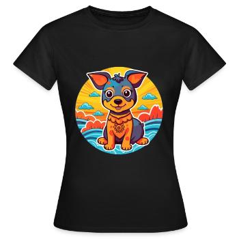 Ovtcharka de race de chien d’Asie centrale Cartoon Kawaii - T-shirt Femme - noir - Devant - AI Model Female 172 dark (172cm)