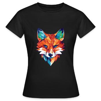 Érudit Renard Coloré Aquarelle Animal Animal Dessin Animé - T-shirt Femme - noir - Devant - AI Model Female 172 dark (172cm)