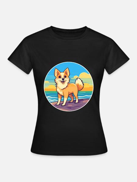 Noorse Lundehund Hond Ras Cartoon Kawaii Hond - T-shirt dam - svart