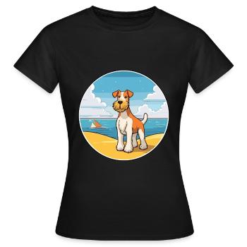 draht foxterrier hunderasse cartoon kawaii clipart - Frauen T-Shirt - Schwarz - Vorne - AI Model Female 172 dark (172cm)