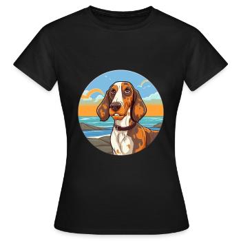 Russe Arlequin Hound chien race Cartoon Kawaii - T-shirt Femme - noir - Devant - AI Model Female 172 dark (172cm)