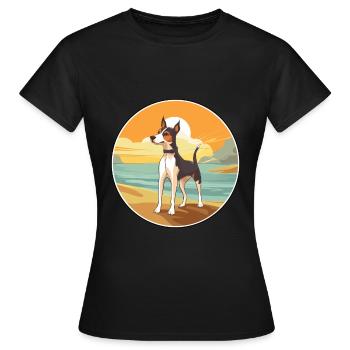 Glatter Foxterrier Hunderasse Cartoon Kawaii Hund - Frauen T-Shirt - Schwarz - Vorne - AI Model Female 172 dark (172cm)
