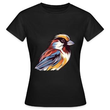 Sparrow Colorful Watercolor Cartoon Kawaii Animal - Women's T-Shirt - black - Front - AI Model Female 172 dark (172cm)