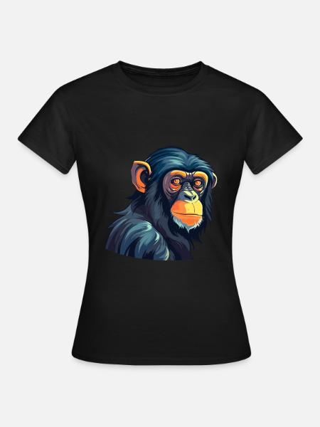 Bonobo Colorful Watercolor Cartoon Kawaii Animal - Women's T-Shirt - black