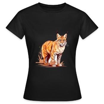 Rotluchs buntes Aquarell Karikatur Kawaii Tier - Frauen T-Shirt - Schwarz - Vorne - AI Model Female 172 dark (172cm)
