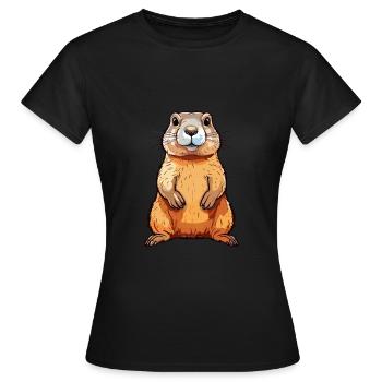 Gopher Colorful Watercolor Cartoon Kawaii Animal - Women's T-Shirt - black - Front - AI Model Female 172 dark (172cm)