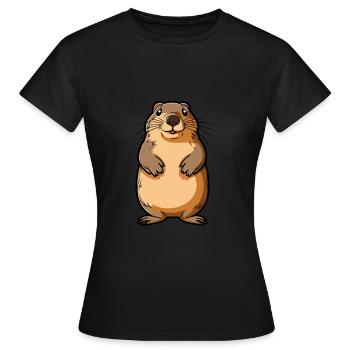 Gopher Cute Cartoon Kawaii Watercolor Animal Pet - Women's T-Shirt - black - Front - AI Model Female 172 dark (172cm)