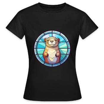 Gopher Stained Glass Colorful Cartoon Kawaii Anima - Women's T-Shirt - black - Front - AI Model Female 172 dark (172cm)