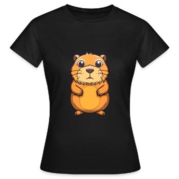 Gopher Cute Cartoon Kawaii Watercolor Animal Pet - Women's T-Shirt - black - Front - AI Model Female 172 dark (172cm)