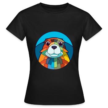 Gopher Stained Glass Colorful Cartoon Kawaii Anima - Women's T-Shirt - black - Front - AI Model Female 172 dark (172cm)