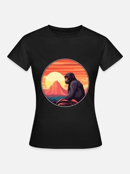 Bonobo Colorful Watercolor Cartoon Kawaii Animal - Women's T-Shirt - black