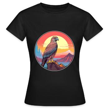 Bussard Buntes Aquarell Cartoon Kawaii Tier - Frauen T-Shirt - Schwarz - Vorne - AI Model Female 172 dark (172cm)