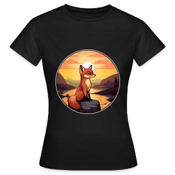 Renard érudit coloré aquarelle dessin animé kawaii animal de compagnie - T-shirt Femme - noir - Devant - AI Model Female 172 dark (172cm)