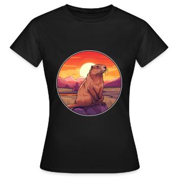 Gopher Colorful Watercolor Cartoon Kawaii Animal - Women's T-Shirt - black - Front - AI Model Female 172 dark (172cm)