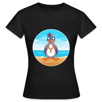 Jay Cartoon Yoga Strand Sommer Illustration - Frauen T-Shirt - Schwarz - Vorne - AI Model Female 172 dark (172cm)