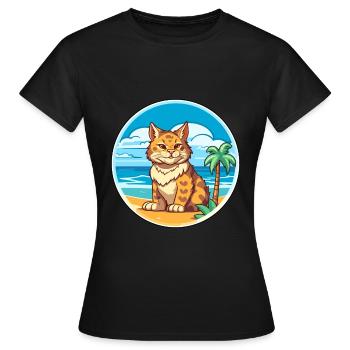 Rotluchs Aquarell Cartoon Kawaii Clipart Tier - Frauen T-Shirt - Schwarz - Vorne - AI Model Female 172 dark (172cm)