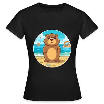 Gopher Watercolor Cartoon Kawaii Clipart Animal - Women's T-Shirt - black - Front - AI Model Female 172 dark (172cm)