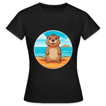 Gopher Watercolor Cartoon Kawaii Clipart Animal - Women's T-Shirt - black - Front - AI Model Female 172 dark (172cm)