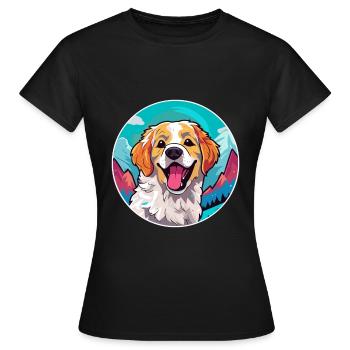 Alano Español chien race dessin animé Kawaii aquarelle - T-shirt Femme - noir - Devant - AI Model Female 172 dark (172cm)