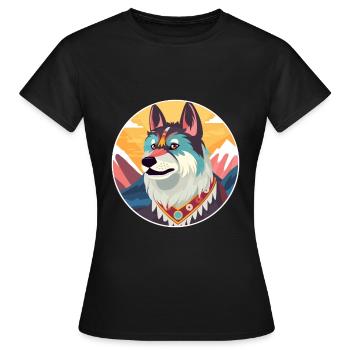 Chinese Imperial Dog Breed Cartoon Kawaii Watercol - Women's T-Shirt - black - Front - AI Model Female 172 dark (172cm)
