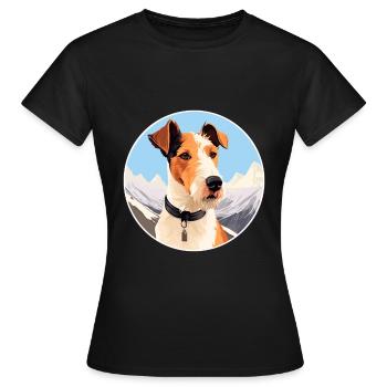 Foxterrier Glatte Hunderasse Cartoon Kawaii Waterc - Frauen T-Shirt - Schwarz - Vorne - AI Model Female 172 dark (172cm)
